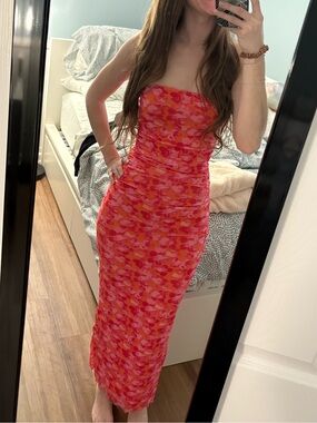 Beginning Boutique Orange and Pink Floral Dress
